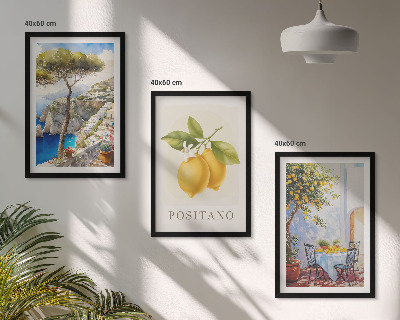 Set tablouri pentru dormitor Vederi ale orașului Positano cu lămâi