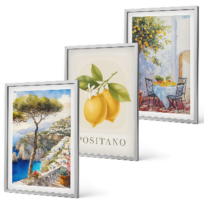Set tablouri pentru dormitor Vederi ale orașului Positano cu lămâi