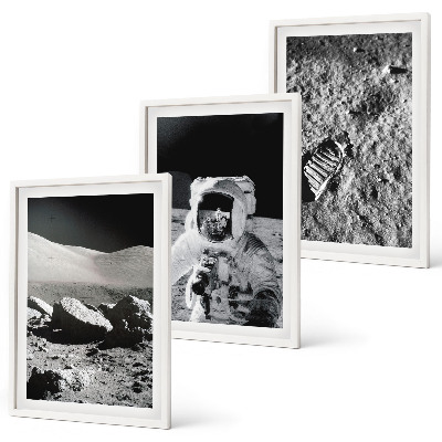 Set tablouri pentru dormitor Fotografii NASA cu astronauți pe Lună