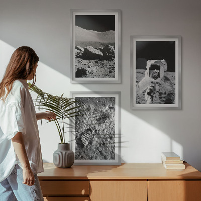 Set tablouri pentru dormitor Fotografii NASA cu astronauți pe Lună