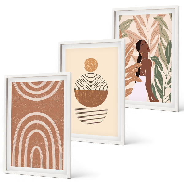 Set tablouri pentru dormitor Modele și geometrie elegante ale plantelor
