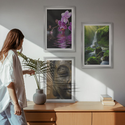 Set tablouri pentru dormitor Flori cascadă Buddha stâncă Zen