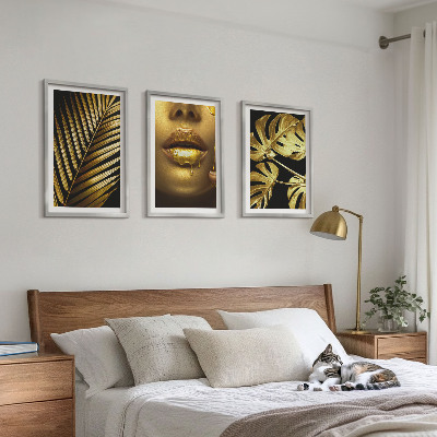 Set tablouri decorative Gura femeii cu palmier Monstera