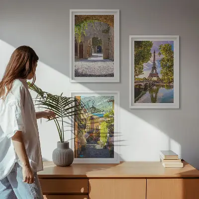 Set tablouri pentru dormitor cu grafica Străzile arhitecturii Eiffel