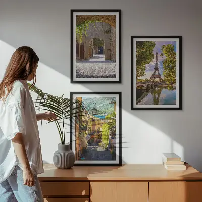 Set tablouri pentru dormitor cu grafica Străzile arhitecturii Eiffel