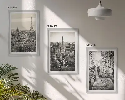 Set tablouri decorative cu vederi din Paris și New York pe trepte