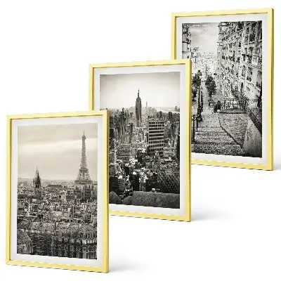 Set tablouri decorative cu vederi din Paris și New York pe trepte