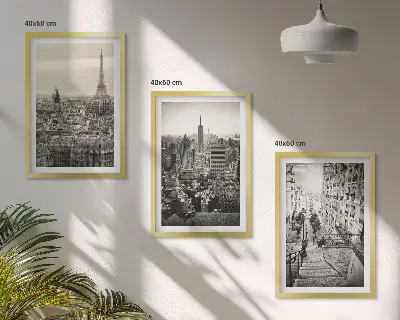 Set tablouri decorative cu vederi din Paris și New York pe trepte