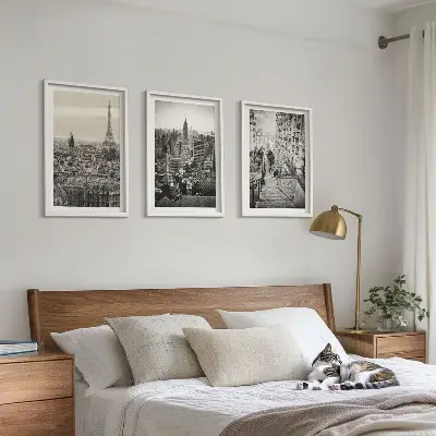 Set tablouri decorative cu vederi din Paris și New York pe trepte