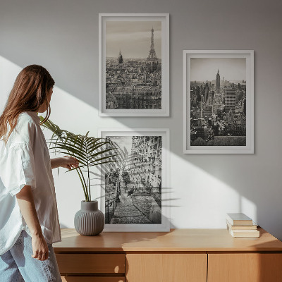 Set tablouri decorative Vederi Paris New York scări