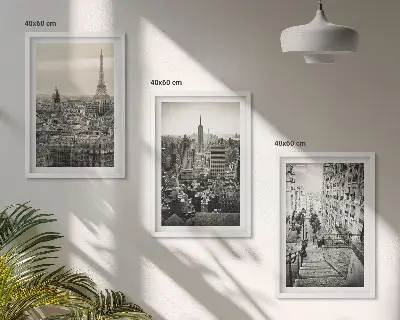 Set tablouri decorative cu vederi din Paris și New York pe trepte