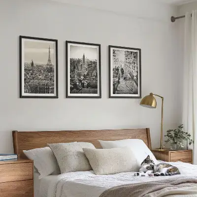 Set tablouri decorative cu vederi din Paris și New York pe trepte