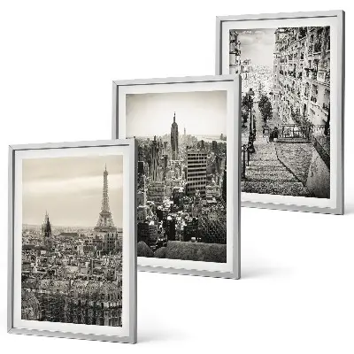 Set tablouri decorative cu vederi din Paris și New York pe trepte
