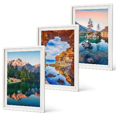 Set tablouri decorative Reflexii de stâncă lacurilor de munte