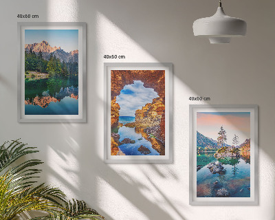 Set tablouri decorative Reflexii de stâncă lacurilor de munte