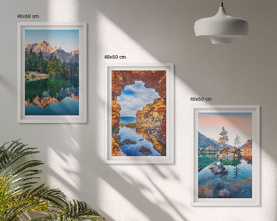Set tablouri decorative Reflexii de stâncă lacurilor de munte