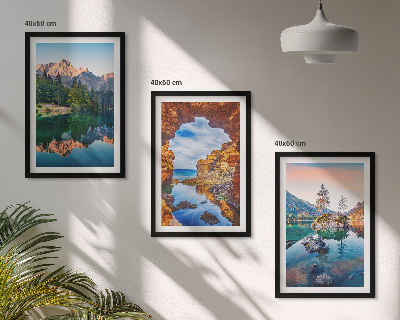 Set tablouri decorative Reflexii de stâncă lacurilor de munte