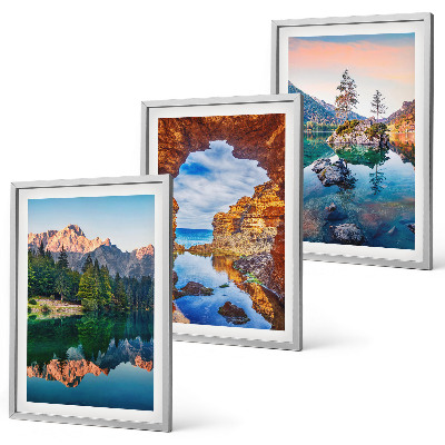 Set tablouri decorative Reflexii de stâncă lacurilor de munte