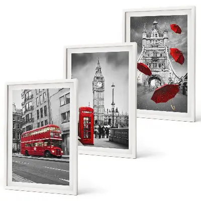 Set tablouri pentru dormitor cu accente roșii model Londra