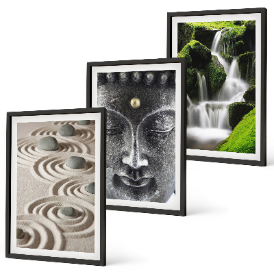 Set tablouri decorative Pacea pietrelor din cascada Buda Zen