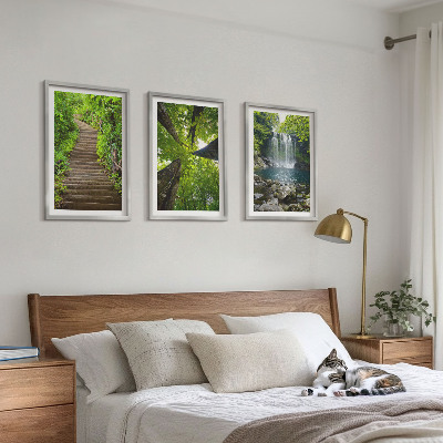 Set tablouri decorative Cale pădure cascadă vegetație