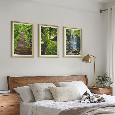 Set tablouri decorative Cale pădure cascadă vegetație