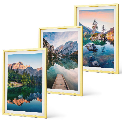 Set tablouri decorative Lacuri de munte, reflecție în pădure