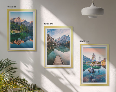 Set tablouri decorative Lacuri de munte, reflecție în pădure