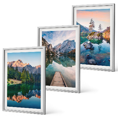 Set tablouri decorative Lacuri de munte, reflecție în pădure