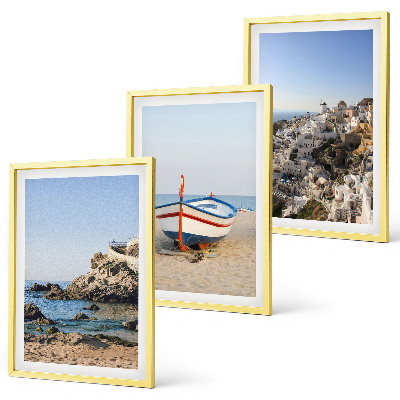 Set tablouri decorative Vederi ale Greciei cu o barcă și case