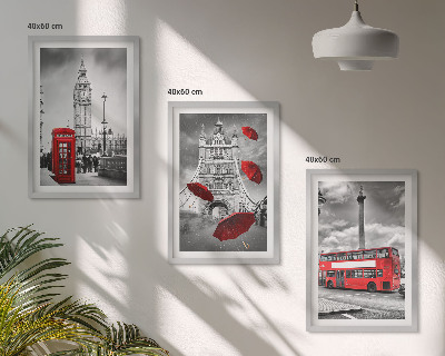 Set tablouri pentru dormitor Cabină cu umbrelă roșie și autobuz londonez