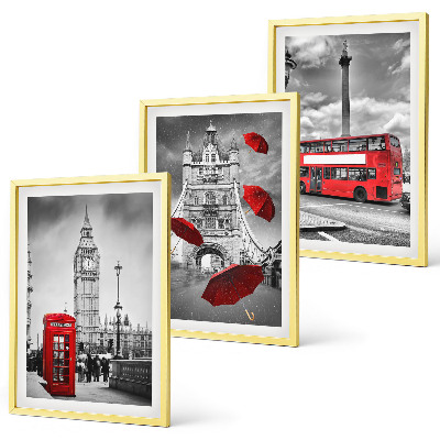 Set tablouri pentru dormitor Cabină cu umbrelă roșie și autobuz londonez