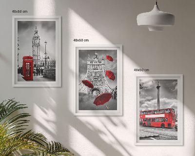 Set tablouri pentru dormitor Cabină cu umbrelă roșie și autobuz londonez