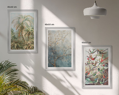 Set tablouri decorative Plante tropicale păsări natură