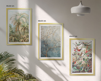 Set tablouri decorative Plante tropicale păsări natură
