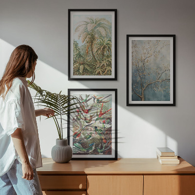 Set tablouri decorative Plante tropicale păsări natură