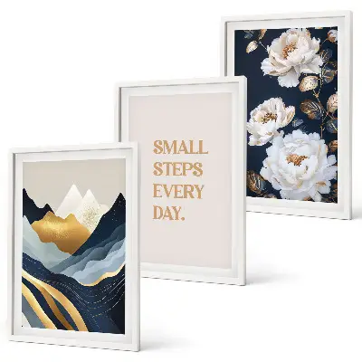 Set de tablouri pentru dormitor cu design abstract reprezentând flori de munte