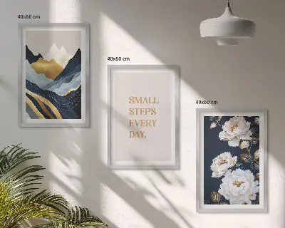 Set de tablouri pentru dormitor cu design abstract reprezentând flori de munte