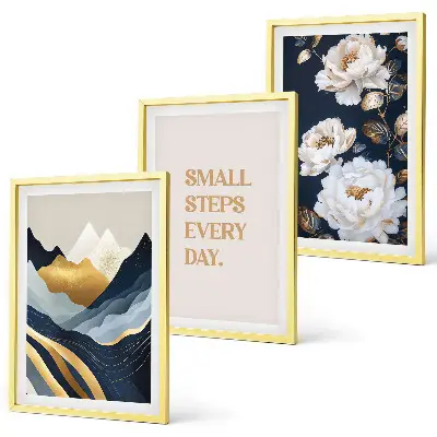 Set de tablouri pentru dormitor cu design abstract reprezentând flori de munte