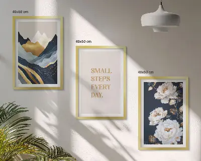 Set de tablouri pentru dormitor cu design abstract reprezentând flori de munte
