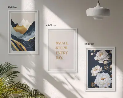 Set de tablouri pentru dormitor cu design abstract reprezentând flori de munte