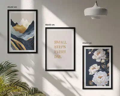 Set de tablouri pentru dormitor cu design abstract reprezentând flori de munte