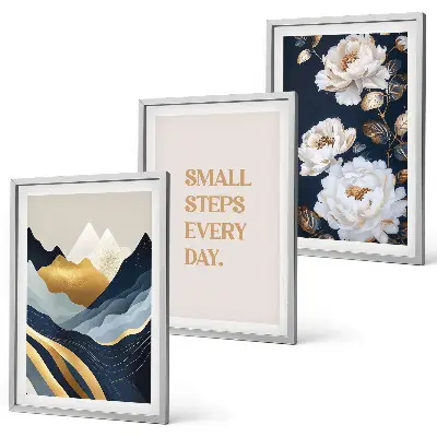 Set de tablouri pentru dormitor cu design abstract reprezentând flori de munte