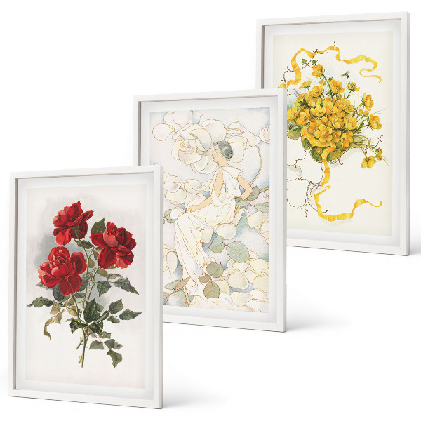 Set tablouri decorative Trandafiri roșii albe