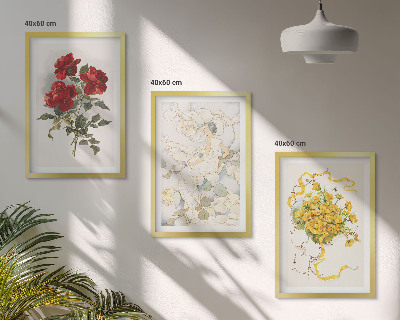 Set tablouri decorative Trandafiri roșii albe