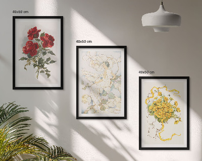 Set tablouri decorative Trandafiri roșii albe