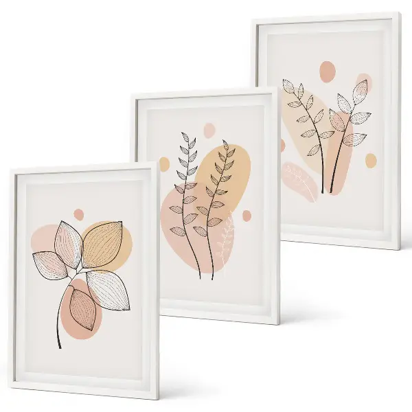 Set de tablouri pentru dormitor cu desene pastelate cu plante