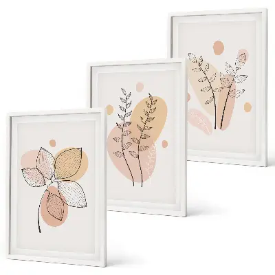 Set de tablouri pentru dormitor cu desene pastelate cu plante