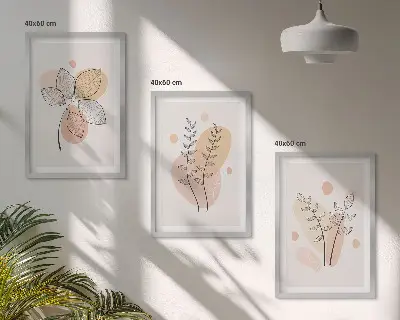 Set de tablouri pentru dormitor cu desene pastelate cu plante