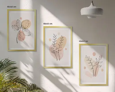 Set de tablouri pentru dormitor cu desene pastelate cu plante